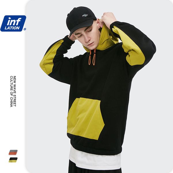 inflation autumn warm men hoodies 2020 fw collection color block hoodies trench patchwork men hip hop hoodies with pocket 9610w c1011, Black 
inflation autumn warm men hoodies 2020 fw collection color block hoodies trench patchwork men hip hop hoodies with pocket 9610w c1011, Black