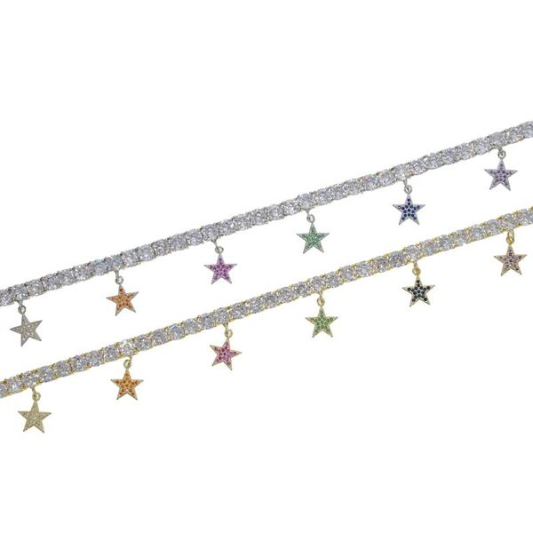 chokers fashion shiny cz tennis chain choker necklace with rainbow colorful paved star charm hip hop bling for women, Golden;silver
chokers fashion shiny cz tennis chain choker necklace with rainbow colorful paved star charm hip hop bling for women, Golden;silver