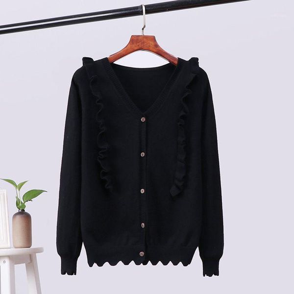 korean style women autumn ruffles sweater solid color trend clothes v-neck cardigan long-sleeved knitted jumpers11, White
korean style women autumn ruffles sweater solid color trend clothes v-neck cardigan long-sleeved knitted jumpers11, White
