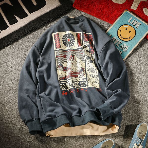 sweater autumn printing fake two pieces of fuji men's weekly casual plush crew neck loose lovers trend, Black
sweater autumn printing fake two pieces of fuji men's weekly casual plush crew neck loose lovers trend, Black
