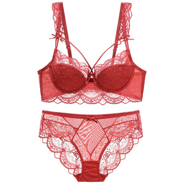bra set plus size for women lingerie fine lace underwire ruffles straps decorate with bow women's underwear e cup, Red;black
bra set plus size for women lingerie fine lace underwire ruffles straps decorate with bow women's underwear e cup, Red;black