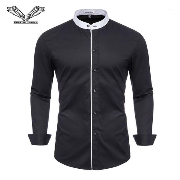 da jauna men's shirt new men's fashion contrast stand collar europe and america slim long sleeve shirt size -3xl tlh261, White;black
da jauna men's shirt new men's fashion contrast stand collar europe and america slim long sleeve shirt size -3xl tlh261, White;black