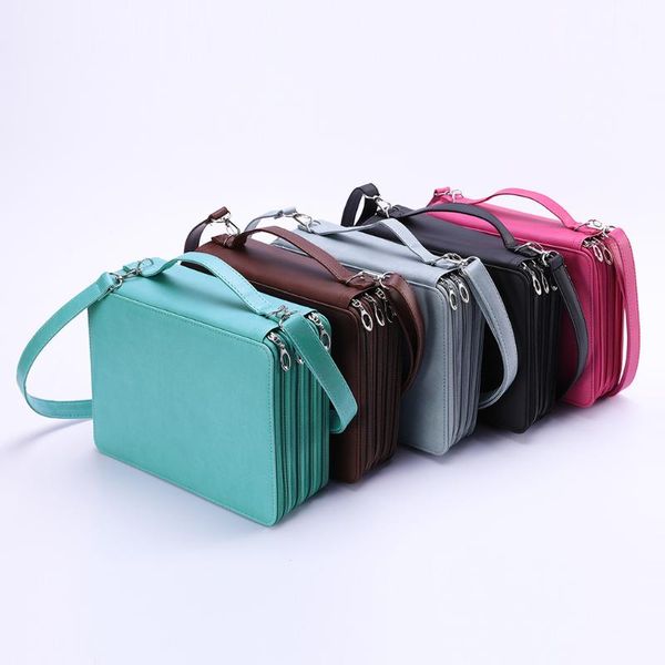 184 slot portable and shoulder strap colored pencil case holder 4 layer zipper large capacity leather stationery art supplies
184 slot portable and shoulder strap colored pencil case holder 4 layer zipper large capacity leather stationery art supplies