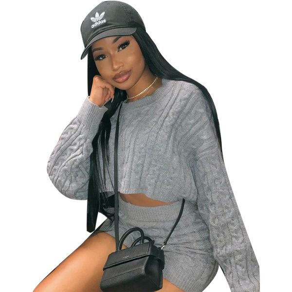 knitted suits for women tracksuit long sleeve crop biker shorts sweater bodycon club 2 piece sets womens outfits 201119, White
knitted suits for women tracksuit long sleeve crop biker shorts sweater bodycon club 2 piece sets womens outfits 201119, White