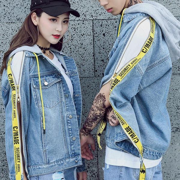 winter denim jacket women bomber jacket light blue black jeans spliced hit color letter ribbons streetwear denim coats1, Black;brown
winter denim jacket women bomber jacket light blue black jeans spliced hit color letter ribbons streetwear denim coats1, Black;brown