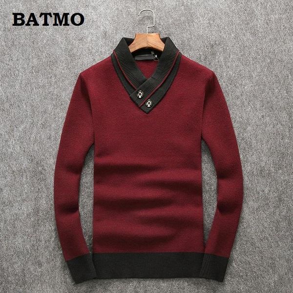 batmo 2018 new arrival autumn 90% wool casual sweater men,men's wine red sweaters 0061, White;black
batmo 2018 new arrival autumn 90% wool casual sweater men,men's wine red sweaters 0061, White;black