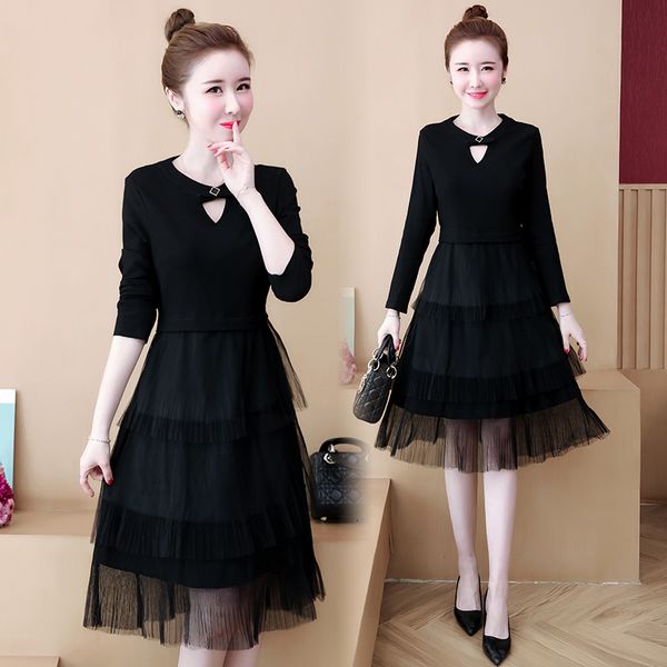 womens plus size spring fall mesh cake long sleeves thin casual black dress party i18e, Black;gray
womens plus size spring fall mesh cake long sleeves thin casual black dress party i18e, Black;gray