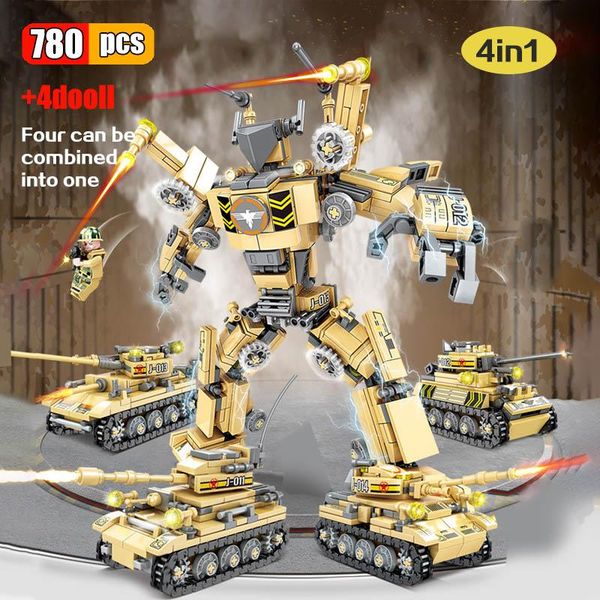 780pcs 4в1 трансформация войны робот building block военный танк автомобиль войны воин создатель армии кирпичи игрушки для детей мальчик wmt
780pcs 4в1 трансформация войны робот building block военный танк автомобиль войны воин создатель армии кирпичи игрушки для детей мальчик wmt