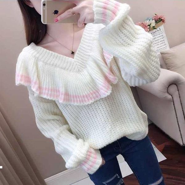 fall 2021 new shirt woman loose deep v-neck a shoulder color sweater mesh winter clothes y514 yo5y, White;black
fall 2021 new shirt woman loose deep v-neck a shoulder color sweater mesh winter clothes y514 yo5y, White;black
