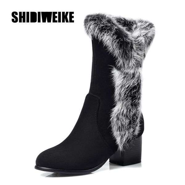 new winter women boots casual warm fur mid-calf boots shoes women side zipper round toe square heel snow shoes v818, Black
new winter women boots casual warm fur mid-calf boots shoes women side zipper round toe square heel snow shoes v818, Black