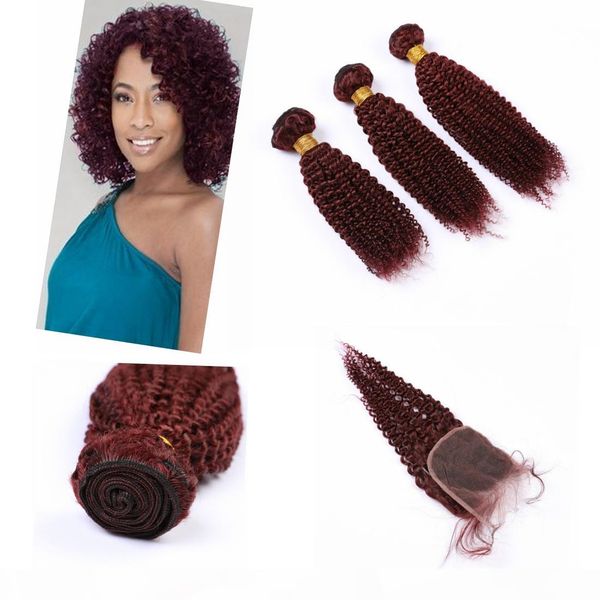 indian weaving hair bundles with closures 4" * 4" #99j color kinky curly grade 8a hair bundles with closure, Black;brown
indian weaving hair bundles with closures 4" * 4" #99j color kinky curly grade 8a hair bundles with closure, Black;brown