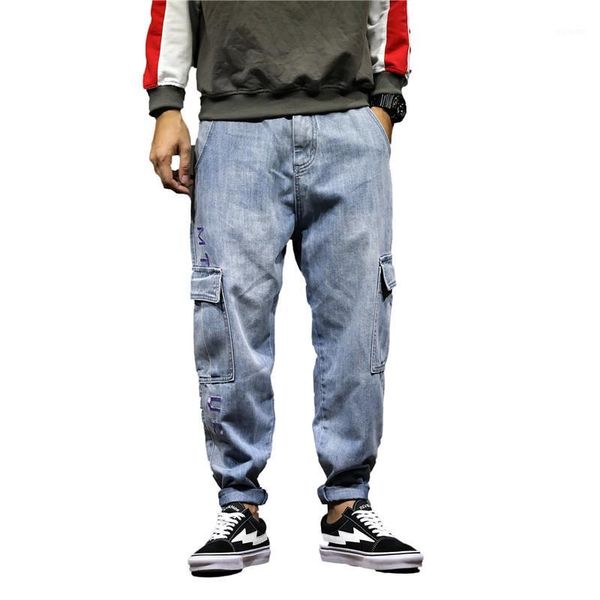 men's casual cargo pants 2020 new fashion autumn male denim jeans pants hip hop loose embroidery multi-pockets trousers 28-421, Blue
men's casual cargo pants 2020 new fashion autumn male denim jeans pants hip hop loose embroidery multi-pockets trousers 28-421, Blue