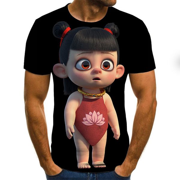 nezha akatsuki punk rock summer black large 3d print shirts horror horror oversized men clothing