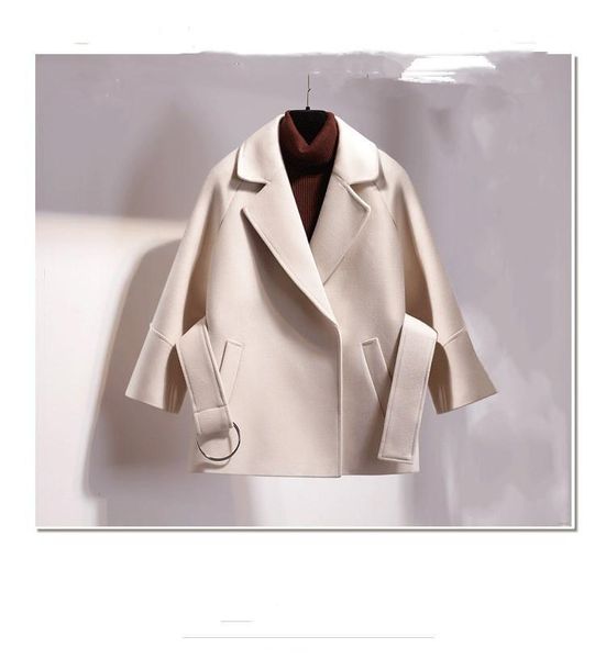 women's wool & blends fashion loose solid turn-down collar women winter coat lace up coats and jackets full sleeve cashmere, Black
women's wool & blends fashion loose solid turn-down collar women winter coat lace up coats and jackets full sleeve cashmere, Black