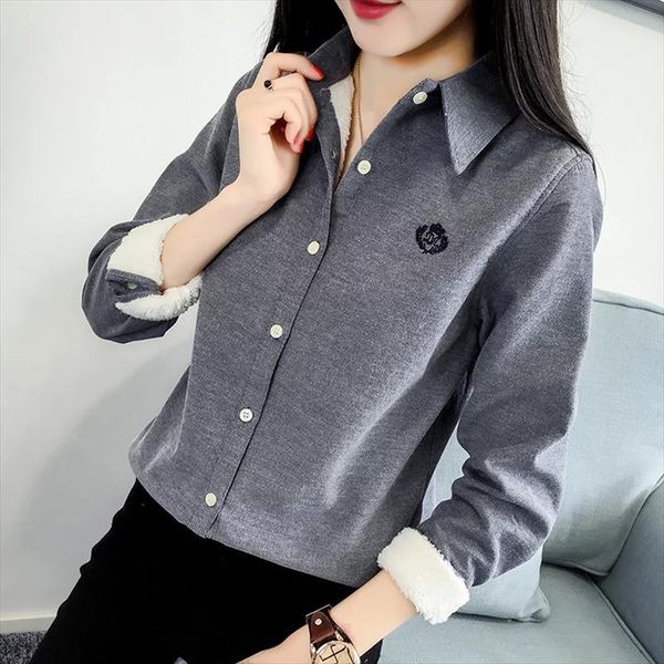 very thick women winter style blouses shirts lady casual long sleeve turn down collar velvet blusas df3161, White
very thick women winter style blouses shirts lady casual long sleeve turn down collar velvet blusas df3161, White