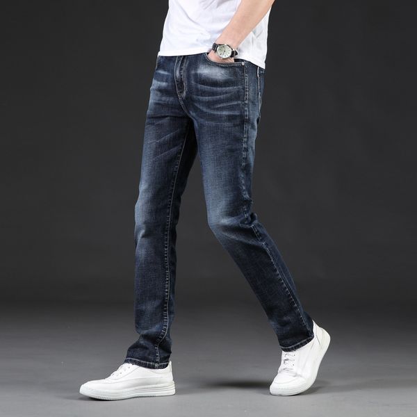 2019 spring and autumn men's straight and slim mid-waist men's jeans large size stretch jeans small straight muae7, Blue
2019 spring and autumn men's straight and slim mid-waist men's jeans large size stretch jeans small straight muae7, Blue