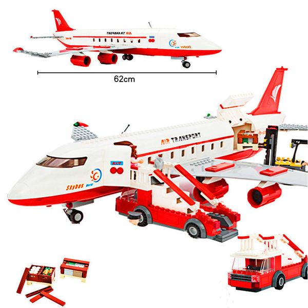 Large Passenger Plane Airplane Block Assembly Avion Creator Bricks Model City Building Blocks Sets Educational Toys For Children
