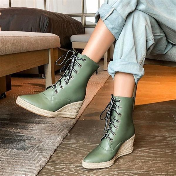 boots pxelena wedge high heels ankle women lace up platform motorcycle combat ladies shoes black green plus size 43
boots pxelena wedge high heels ankle women lace up platform motorcycle combat ladies shoes black green plus size 43