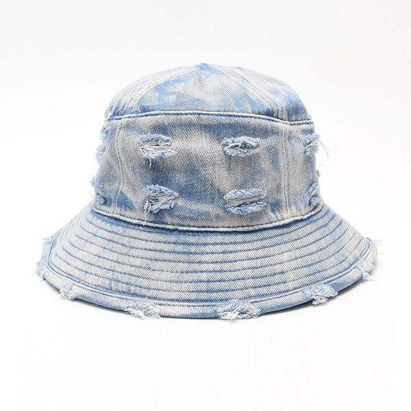 washed denim bucket hat women men damage broken cowboy wide brim beach sun cap ladies fishing hats fisherman caps panama hip hop c0123, Blue;gray 
washed denim bucket hat women men damage broken cowboy wide brim beach sun cap ladies fishing hats fisherman caps panama hip hop c0123, Blue;gray