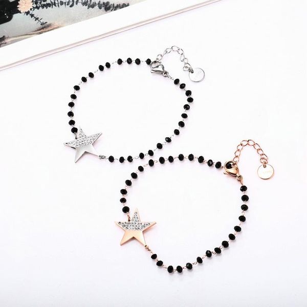 charm bracelets stainless steel rose gold crystal star bracelet black beads chain for women jewelry gifts, Golden;silver
charm bracelets stainless steel rose gold crystal star bracelet black beads chain for women jewelry gifts, Golden;silver
