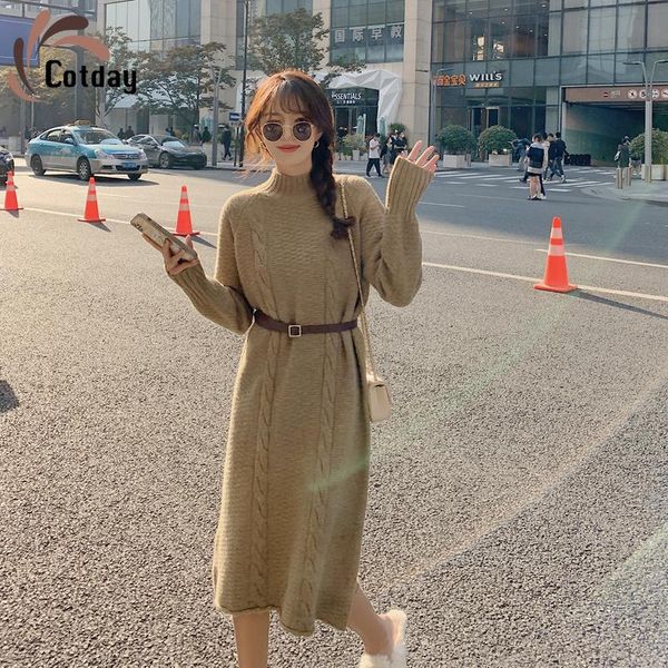 cotday thickened autumn and winter sweet new korean women the belt half high neck twist slim bottom knitted dress, Black;gray
cotday thickened autumn and winter sweet new korean women the belt half high neck twist slim bottom knitted dress, Black;gray