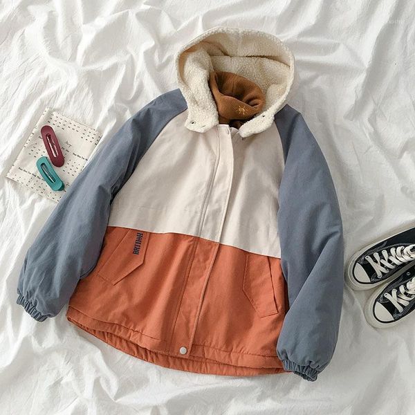 autumn harajuku lamb loose coat women safari style thickening long sleeve hooded patchwork jacket female streetwear 1, Black;brown
autumn harajuku lamb loose coat women safari style thickening long sleeve hooded patchwork jacket female streetwear 1, Black;brown