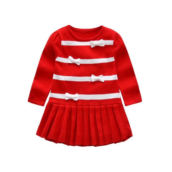 pullover little baby girls knitted sweater dress kids winter red bow o-neck stripe princess dresses children pleated clothing 3y, Blue
pullover little baby girls knitted sweater dress kids winter red bow o-neck stripe princess dresses children pleated clothing 3y, Blue