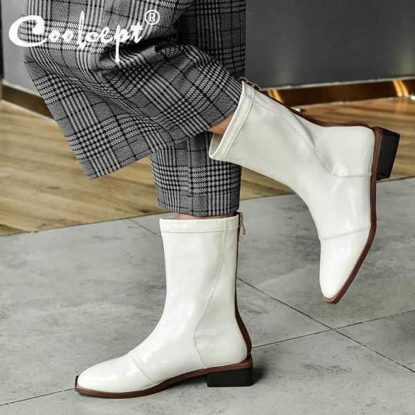 coolcept women mid calf boots genuine leather square toe flats shoes women autumn winter zipper designer short boots size 33-43, Black
coolcept women mid calf boots genuine leather square toe flats shoes women autumn winter zipper designer short boots size 33-43, Black