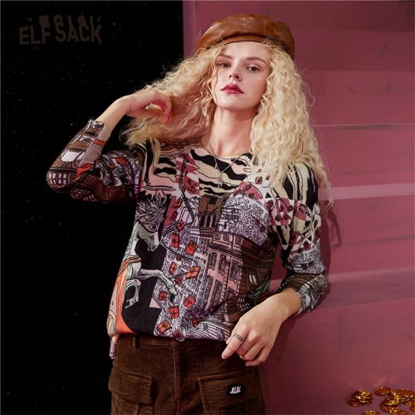 elfsack multicolor oil painting casual knitted pullover women sweaters, autumn elf full sleeve,korean female graphic 201225, White;black
elfsack multicolor oil painting casual knitted pullover women sweaters, autumn elf full sleeve,korean female graphic 201225, White;black