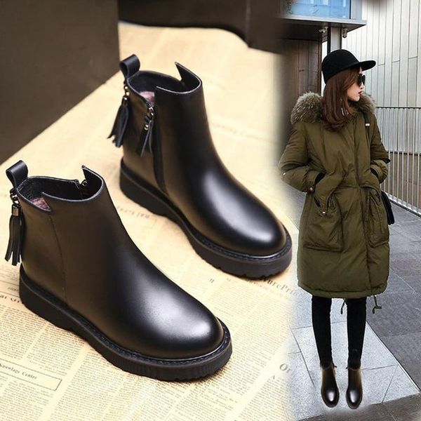 natascha women boots fashion winter thickened plush leather boots zipper riding botas woman casual zip thick bottom ankle, Black
natascha women boots fashion winter thickened plush leather boots zipper riding botas woman casual zip thick bottom ankle, Black