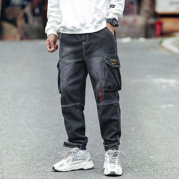 men's jeans cargo pants mens fashion pocket denim men designer trousers casual loose elastic waist1, Blue
men's jeans cargo pants mens fashion pocket denim men designer trousers casual loose elastic waist1, Blue
