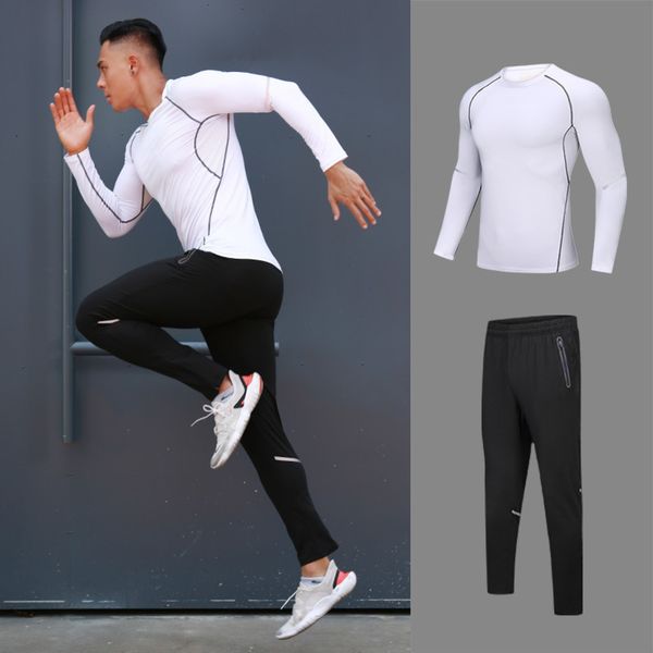 two spring and autumn men's fitness piece high elastic speed dry tights suit outdoor riding luminous safety sportswear, Gray
two spring and autumn men's fitness piece high elastic speed dry tights suit outdoor riding luminous safety sportswear, Gray