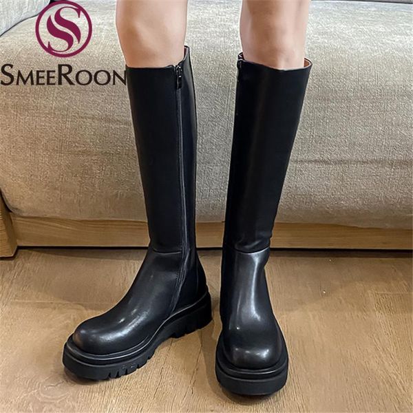 smeeroon 2020 genuine leather boots square heels round toe black color ladies shoes winter knee high boots
smeeroon 2020 genuine leather boots square heels round toe black color ladies shoes winter knee high boots