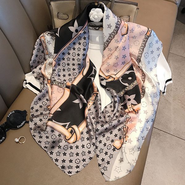 silk feminine style big square versatile spring and autumn winter thin suit shirt decorative scarf with warm shawl, Blue;gray
silk feminine style big square versatile spring and autumn winter thin suit shirt decorative scarf with warm shawl, Blue;gray