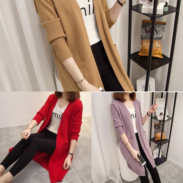 g11we sweater pocket new color winter 2020 korean coat solid autumn loose women's knitted women's sweater coatcardigan medium long, White;black
g11we sweater pocket new color winter 2020 korean coat solid autumn loose women's knitted women's sweater coatcardigan medium long, White;black