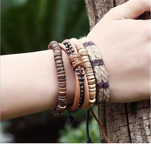 4pcs/ set braided wrap leather bracelets for men women vintage wooden beads ethnic tribal wristbands bracele bbywno, Golden;silver
4pcs/ set braided wrap leather bracelets for men women vintage wooden beads ethnic tribal wristbands bracele bbywno, Golden;silver
