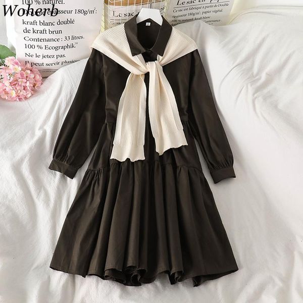 woherb 2021 spring new two pieces set women knitted cape + longsleeve shirt mini pleated dress korean chic girls casual outfits1, Black;gray
woherb 2021 spring new two pieces set women knitted cape + longsleeve shirt mini pleated dress korean chic girls casual outfits1, Black;gray
