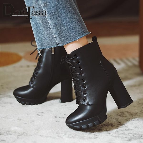 doratasia new fashion ladies lace-up ankle boots mature lace-up autumn boots women cool high square heels shoes woman, Black
doratasia new fashion ladies lace-up ankle boots mature lace-up autumn boots women cool high square heels shoes woman, Black