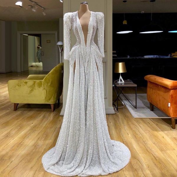 elegant a line sequined prom dresses side slits custom made deep v neck long sleeve evening gowns women formal wear, Black
elegant a line sequined prom dresses side slits custom made deep v neck long sleeve evening gowns women formal wear, Black