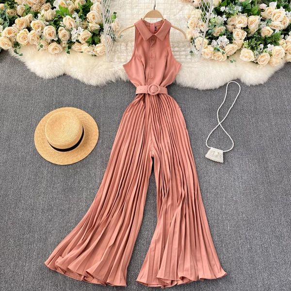 women's new fashion one piece feminine slim single breasted pleated wide leg jumpsuits sleeveless solid color overalls q548, Black;white
women's new fashion one piece feminine slim single breasted pleated wide leg jumpsuits sleeveless solid color overalls q548, Black;white