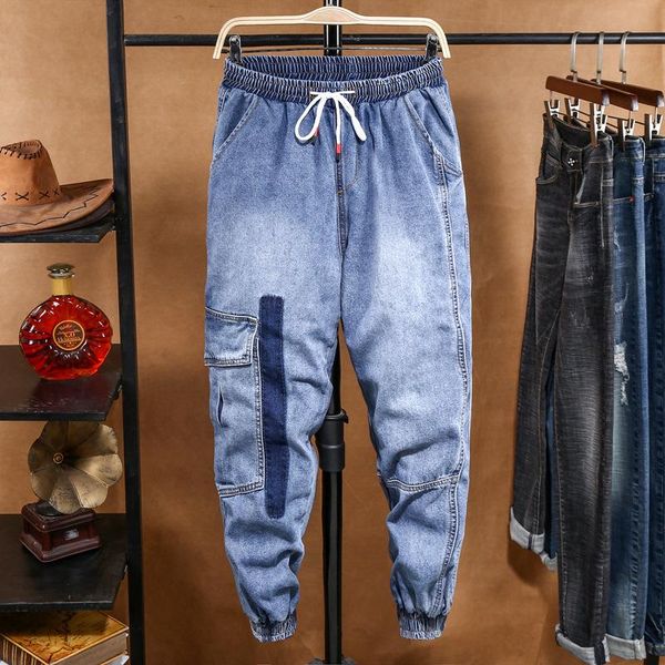 summer pocket jeans men denim bunch of foot elastic waist spliced loose harem pants ankle-length casual bleached, Blue
summer pocket jeans men denim bunch of foot elastic waist spliced loose harem pants ankle-length casual bleached, Blue