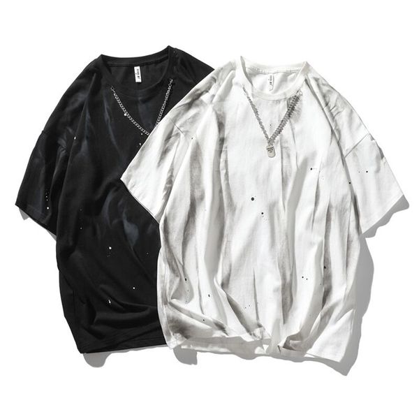 summer street short sleeve t-shirt loose fashion inkjet coat men's casual large half 220312, White;black
summer street short sleeve t-shirt loose fashion inkjet coat men's casual large half 220312, White;black