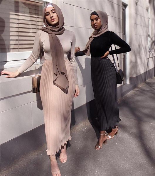 women muslim pencil long skirt chiffon pleated skirt elastic skirts high waist turkey islamic african clothing party maxi skirts, Black
women muslim pencil long skirt chiffon pleated skirt elastic skirts high waist turkey islamic african clothing party maxi skirts, Black