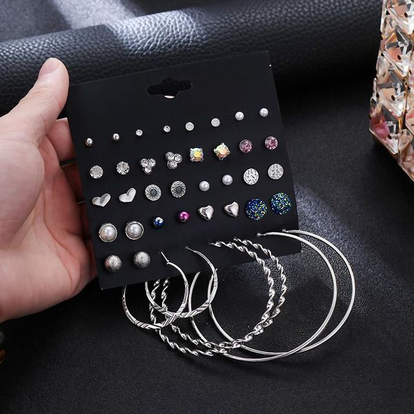 stud 20 pairs/set fashion rhinestone crystal pearl earrings set for women boho personalized round circle jewelry gifts, Golden;silver
stud 20 pairs/set fashion rhinestone crystal pearl earrings set for women boho personalized round circle jewelry gifts, Golden;silver