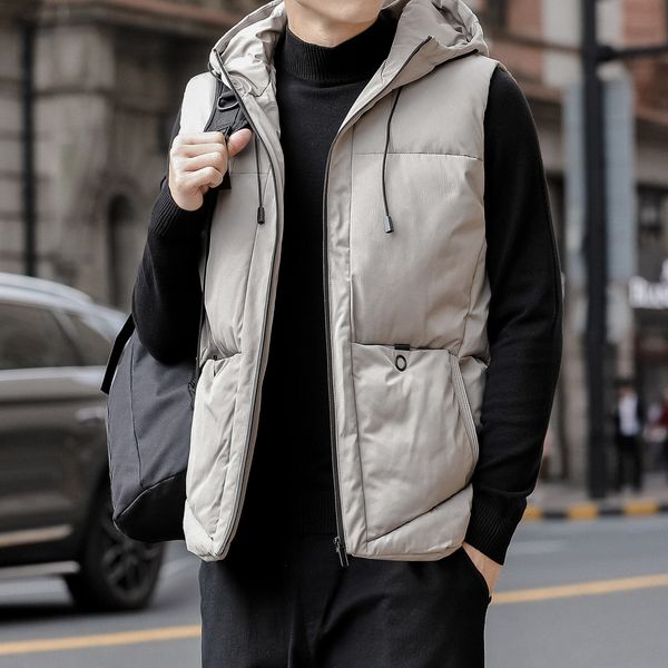 men's cotton padded jacket youth large size vest korean slim hooded casual winter coat, Black;white 
men's cotton padded jacket youth large size vest korean slim hooded casual winter coat, Black;white