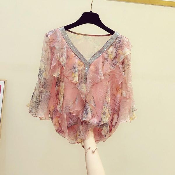 women's blouses & shirts sweet ruffles floral diamond women blouse 2021 summer design pink v-neck loose lady elegant pulls outwear top, White
women's blouses & shirts sweet ruffles floral diamond women blouse 2021 summer design pink v-neck loose lady elegant pulls outwear top, White