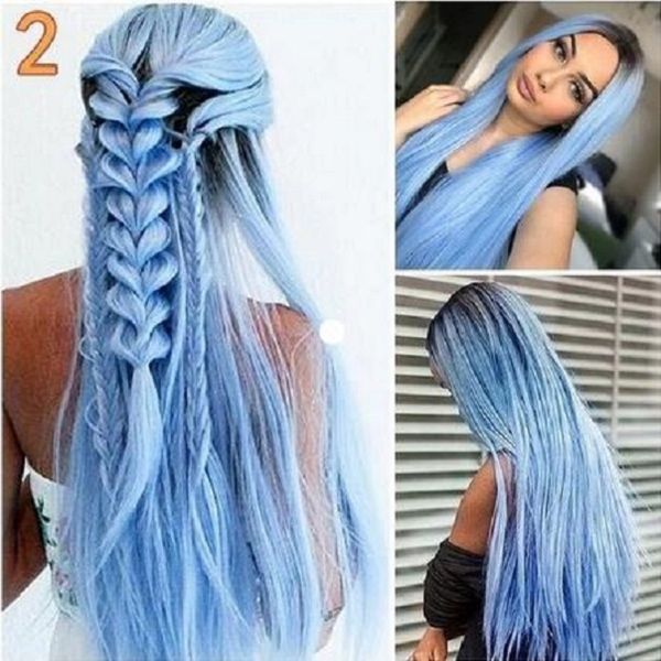new wig women's european and american style gradual color long straight hair half-hand hook front lace head cover, Black
new wig women's european and american style gradual color long straight hair half-hand hook front lace head cover, Black