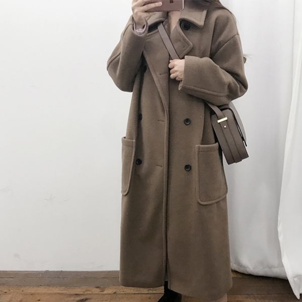 korean style woolen overcoat for women 2021 autumn winter warm double breasted coats women's long lapel vintage jackrts, Black
korean style woolen overcoat for women 2021 autumn winter warm double breasted coats women's long lapel vintage jackrts, Black