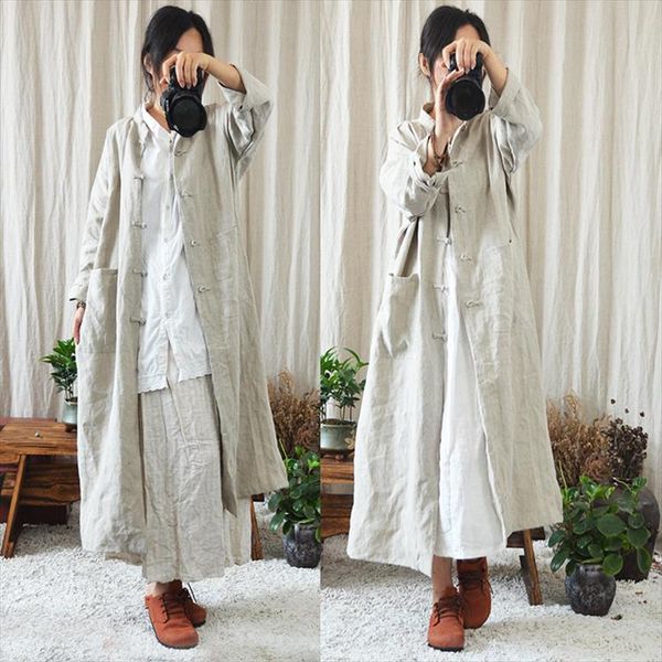 women handmade button retro solid color chinese style trench coat outwear ladies long ovetcoat female vintage coat, Tan;black
women handmade button retro solid color chinese style trench coat outwear ladies long ovetcoat female vintage coat, Tan;black