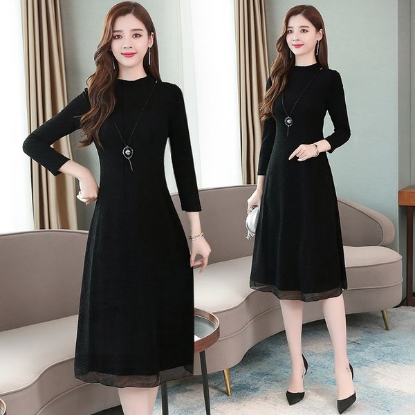 p3gxk 2020 early autumn long sleeve long lady skirt black dress elegant waist slimming women's base skirt knee-length medium-length dre, Black;gray
p3gxk 2020 early autumn long sleeve long lady skirt black dress elegant waist slimming women's base skirt knee-length medium-length dre, Black;gray